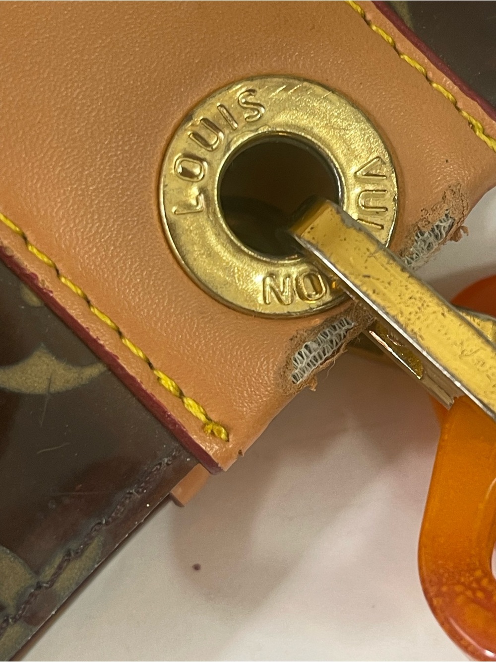 Brown Transparent Monogram Tote with Amber Chain Straps - Picture 6 of 16
